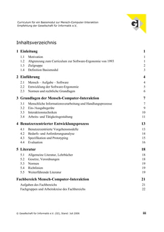 Curriculum für ein Basismodul zur Mensch-Computer-Interaktion (Juli 2006)