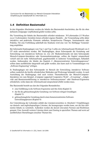 Curriculum für ein Basismodul zur Mensch-Computer-Interaktion (Juli 2006)