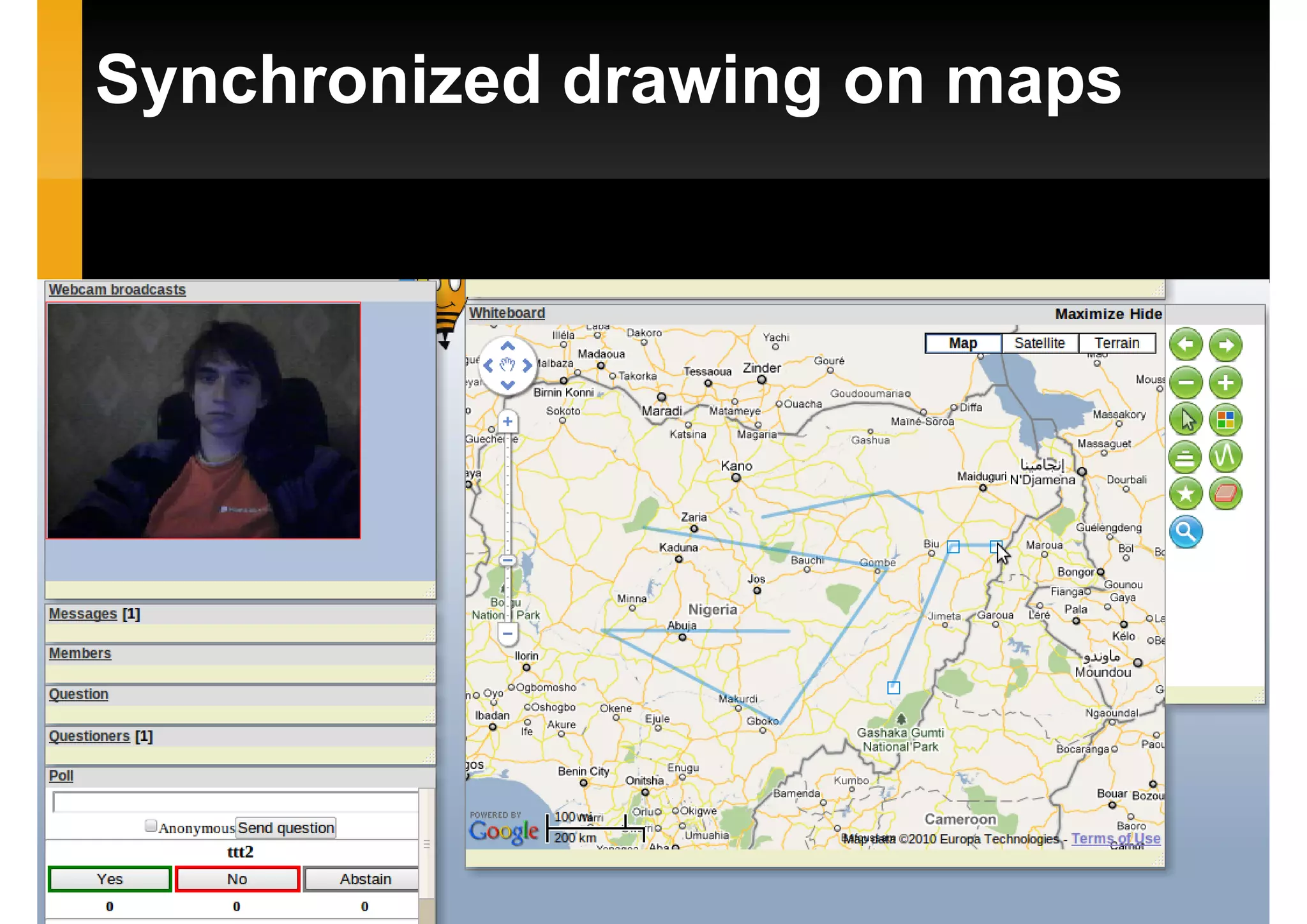 Synchronized drawing on maps