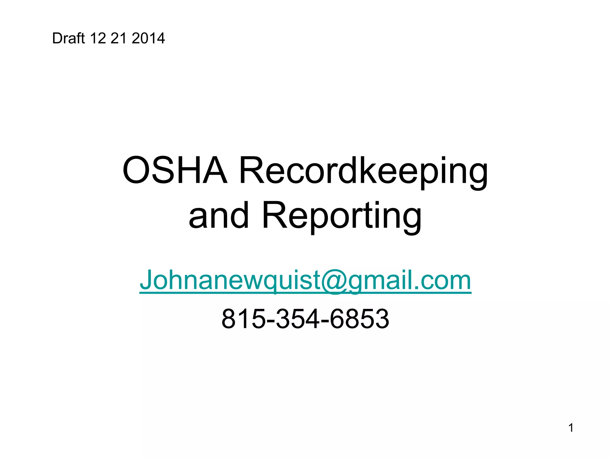 OSHA recordkeeping four hour PPT