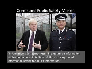 Crime and Public Safety Market“information sharing may result in creating an information explosion that results in those at the receiving end of information having too much information”