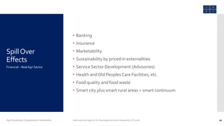 SpillOver
Effects
 Banking
 Insurance
 Marketability
 Sustainability by priced in externalities
 Service Sector Development (Advisories)
 Health and Old Peoples Care Facilities, etc.
 Food quality and food waste
 Smart city plus smart rural areas = smart continuum
Financial – Real Agri Sector
AgriFutureDays | Digitalisation Bankability International Agency for Development and Integration | © 2016 20
 