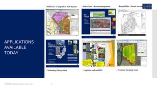 © PROGIS Solutions | Intro 2016 | S2A 5
- WINGIS – Geografical Info System - DokuPlant – Farm-management - ForestOffice - Forest inventory
- Technology Integration - Precision Farming Tools- Logistics and mobGIS
APPLICATIONS
AVAILABLE
TODAY
 