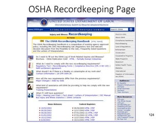 OSHA Recordkeeping Page
124
 