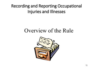72
Recording and Reporting Occupational
Injuries and Illnesses
Overview of the Rule
 