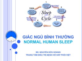 GIẤC NGỦ BÌNH THƯỜNG
NORMAL HUMAN SLEEP
BS. NGUYỄN HỮU HOÀNG
TRUNG TÂM ĐIỀU TRỊ BỆNH HÔ HẤP PHỔI VIỆT
 