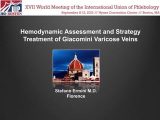 Hemodynamic Assessment and Strategy
Treatment of Giacomini Varicose Veins

Stefano Ermini M.D.
Florence

 
