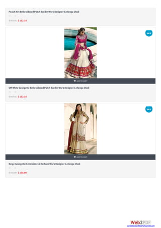 

PeachNetEmbroideredPatchBorder Work Designer Lehenga Choli
$ 167.31 $ 152.10
s s s s s
Off White Georgette EmbroideredPatchBorder Work Designer Lehenga Choli
$ 167.31 $ 152.10
 ADDTOCART
s s s s s
Beige Georgette EmbroideredResham Work Designer Lehenga Choli
$ 151.80 $ 138.00
 ADDTOCART
s s s s s
SALE
SALE
converted by Web2PDFConvert.com
 