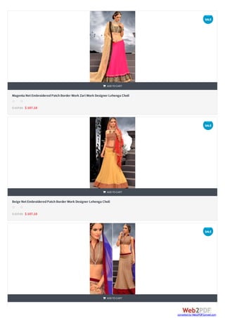 


Magenta NetEmbroideredPatchBorder Work Zari Work Designer Lehenga Choli
$ 117.81 $ 107.10
 ADDTOCART
s s s s s
Beige NetEmbroideredPatchBorder Work Designer Lehenga Choli
$ 117.81 $ 107.10
 ADDTOCART
s s s s s
 ADDTOCART
SALE
SALE
SALE
converted by Web2PDFConvert.com
 