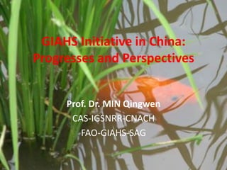 GIAHS Initiative in China:
Progresses and Perspectives
Prof. Dr. MIN Qingwen
CAS-IGSNRR-CNACH
FAO-GIAHS-SAG
 