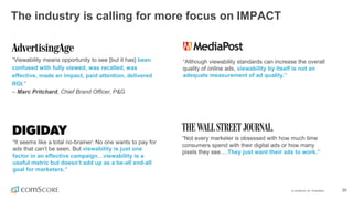 ©  comScore,  Inc.  Proprietary. 20
The  industry  is  calling  for  more  focus  on  IMPACT
“Viewability  means  opportun...