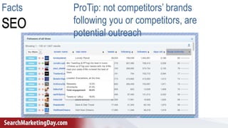 Gianluca Fiorelli - @gfiorelli1
Facts ProTip: not competitors’ brands
following you or competitors, are
potential outreach
 