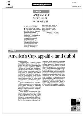 Gianni Lettieri - dubbi su america's cup