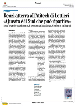 Servizi di Media Monitoring
Sezione: PARTE CITTADINA Foglio: 2/3
Estratto da pag.: 26
Edizione del: 29/11/14
Peso: 1-11%,26-68%
112-122-080
Ilpresentedocumentoèadusoesclusivodelcommittente.
14PARTE CITTADINA
 