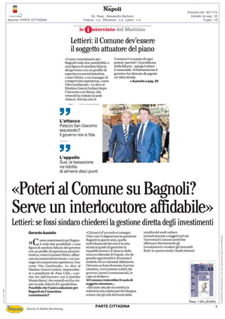 Tiratura: n.d. Diffusione: n.d. Lettori: n.d.
Dir. Resp.: Alessandro Barbano
Servizi di Media Monitoring
Sezione: PARTE CITTADINA Foglio: 1/3
Estratto da pag.: 35
Edizione del: 30/11/14
Peso: 1-8%,35-65%
127-130-080
Ilpresentedocumentoèadusoesclusivodelcommittente.
4PARTE CITTADINA
 