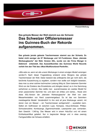 Giant Knife Guinness Pressemitteilung