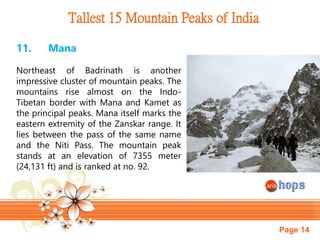 Giant 15 Mountain Peaks of India