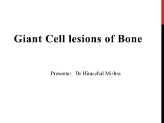 Giant Cell lesions of Bone
tumour of bone
Presenter: Dr Himachal Mishra
Giant Cell tumour of bone
 