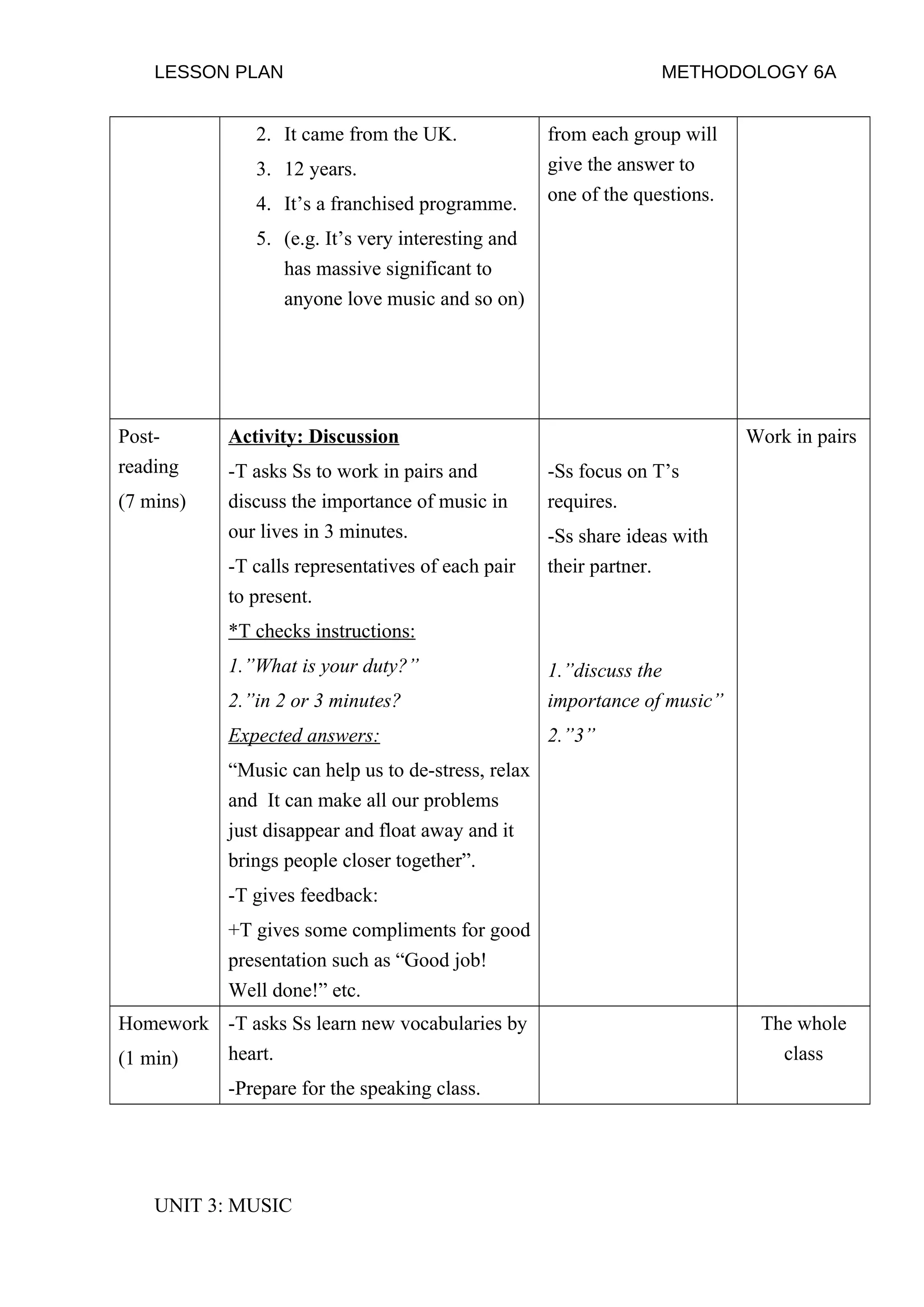 Lesson plan in high school | DOC