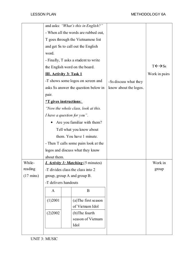 Lesson plan in high school