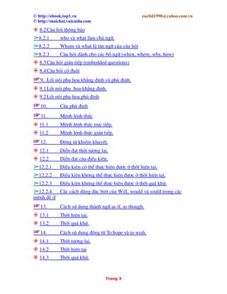 1. Chñ ng÷ (subject). 7
== 1.1 Danh tõ ®Õm ®−îc v kh«ng ®Õm ®−îc.
== 1.2 Qu¸n tõ a (an) v the
== 1.3 C¸ch sö dông Other v another.
== 1.4 C¸ch sö dông litter/ a litter, few/ a few
== 1.5 Së h÷u c¸ch
== 1.6 Some, any
 
