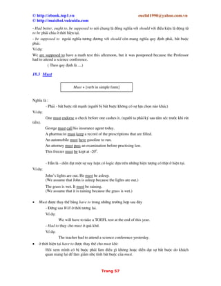 © http://ebook.top1.vn euclid1990@yahoo.com.vn
© http://maichoi.vuicaida.com
Trang 5
== 26.1 Because/ because of
== 26.2 Môc ®Ých v kÕt qu¶ (so that- ®Ó)
== 26.3 Cause and effect
 