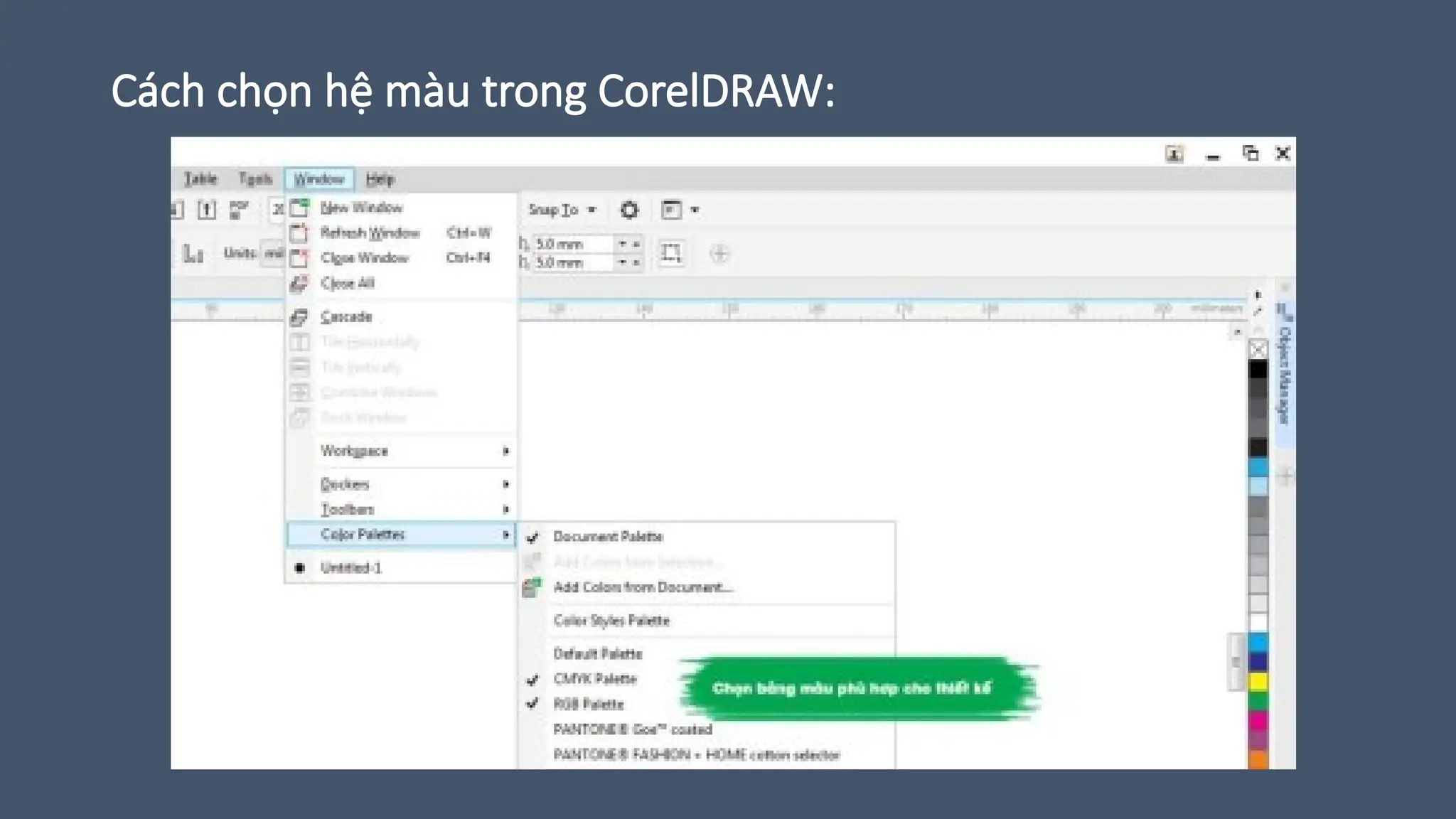 Cách chọn hệ màu trong CorelDRAW:
 