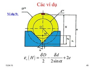 13.04.15 49
Các ví dụ
Ví dụ 9:
( ) 2
2 2sin
c
D d
H e
δ δ
ε
α
= − +
 
