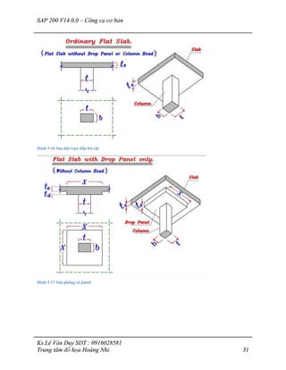 SAP 200 V14.0.0 – Công cụ cơ bản
Ks.Lê Văn Duy SĐT : 0916028581
Trung tâm đồ họa Hoàng Nhi. 31
Hình 3-16 Sàn đặt trực tiếp lên cột
Hình 3-17 Sàn phẳng có panel
 