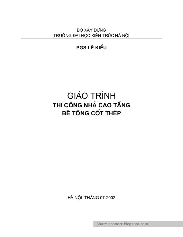 Giao Trinh Thi Cong Nha Cao Tầng Btct Le Kiều