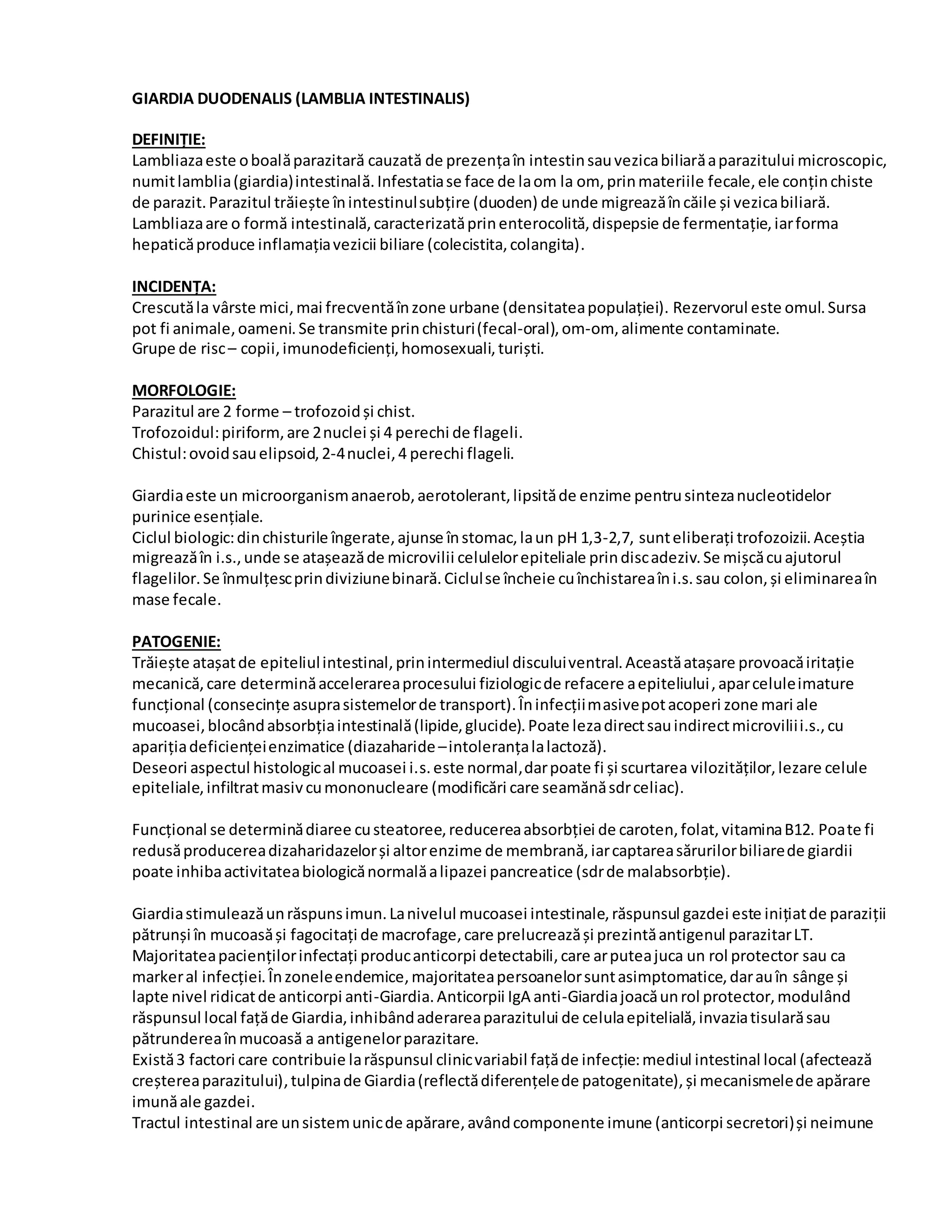 Parazitologie: Giardia Duodenalis | PDF