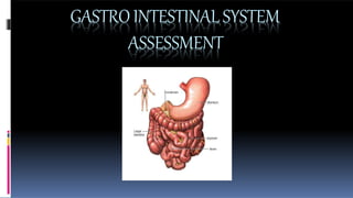 GASTROINTESTINALSYSTEM
ASSESSMENT
 