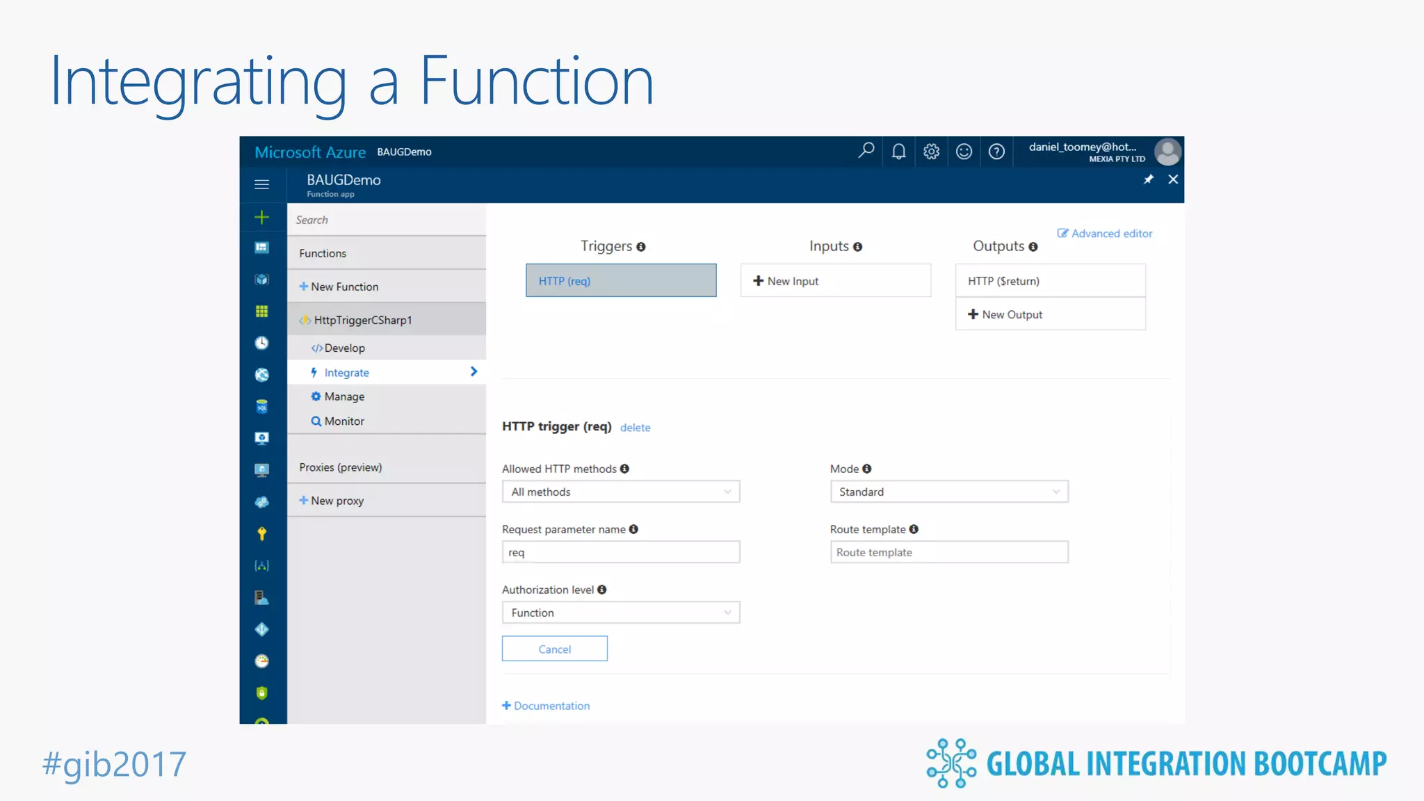 #gib2017 Integrating a Function 