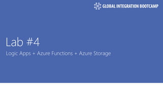 #gib2017
Lab #4
Logic Apps + Azure Functions + Azure Storage
 
