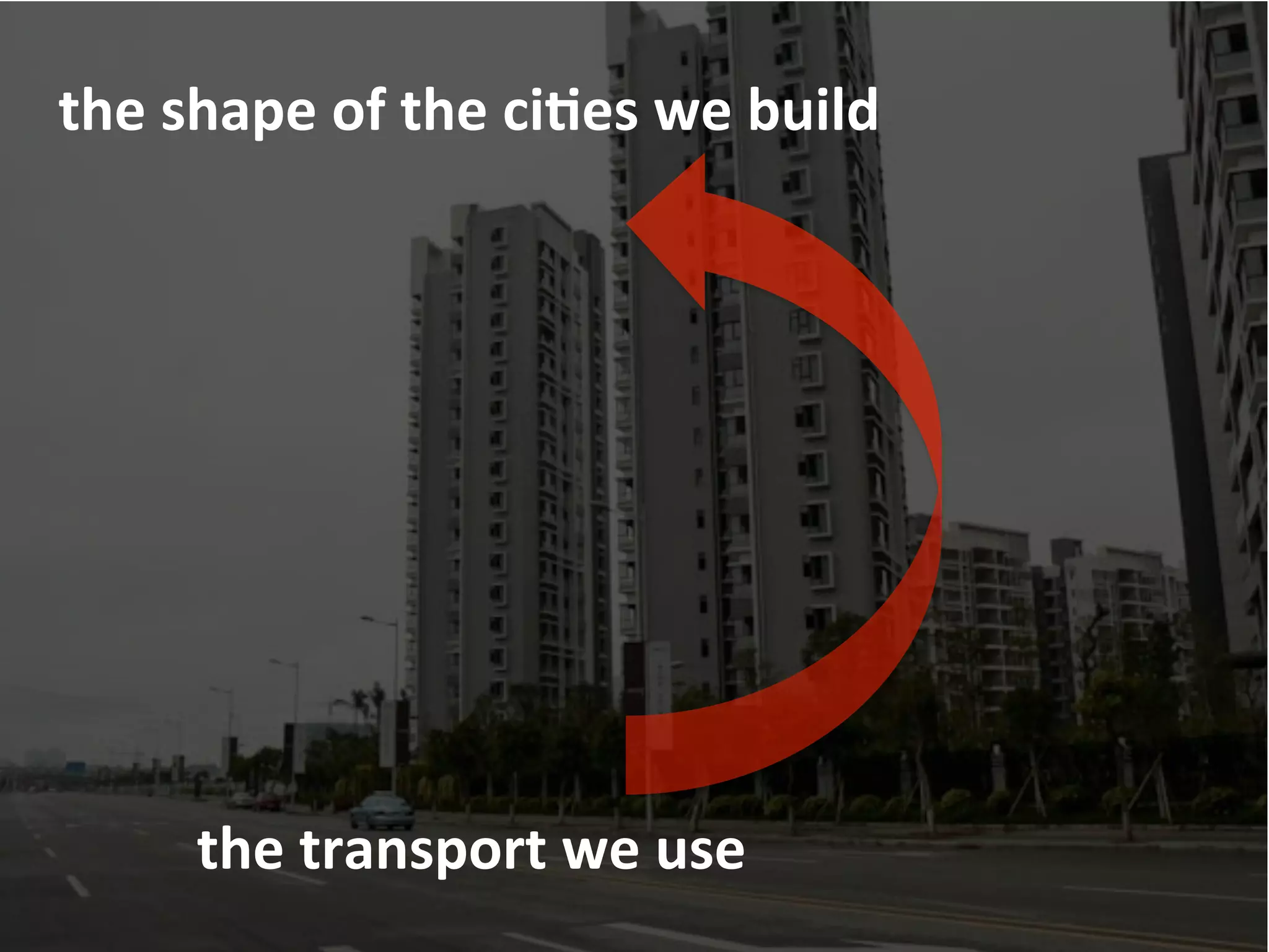 the	
  shape	
  of	
  the	
  ciFes	
  we	
  build	
  
the	
  transport	
  we	
  use	
  
 