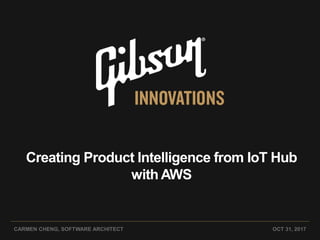Creating Product Intelligence from IoT Hub
with AWS
CARMEN CHENG, SOFTWARE ARCHITECT OCT 31, 2017
 