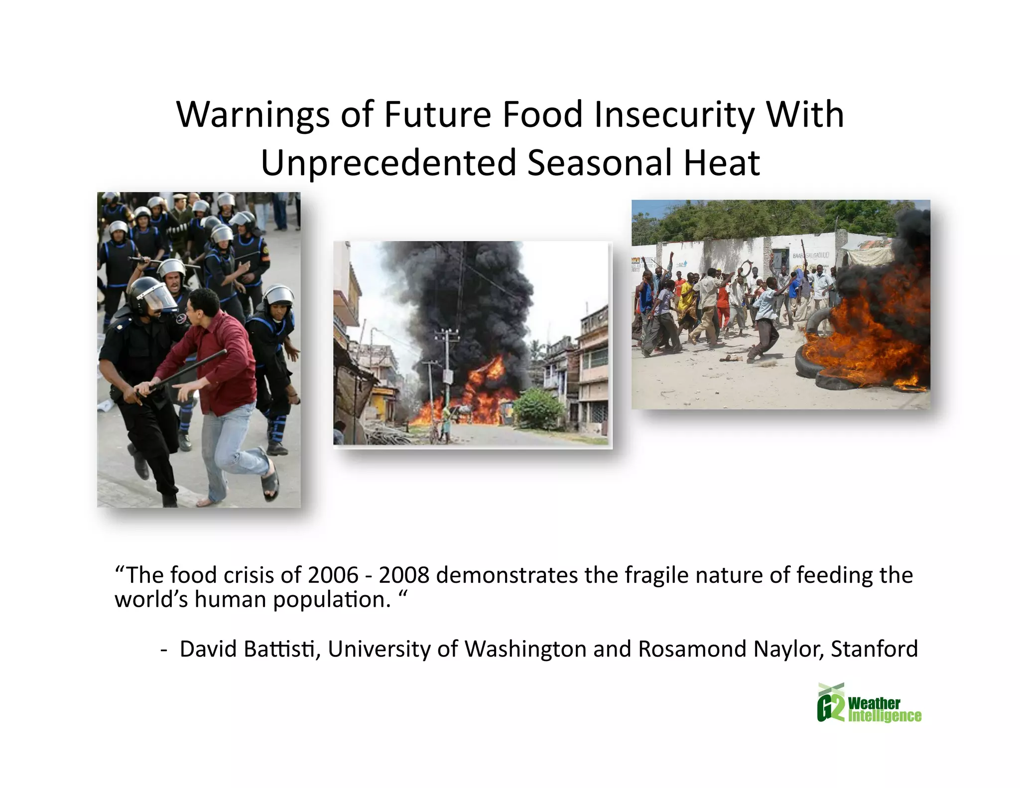 Climate Change and Future Food Insecurity