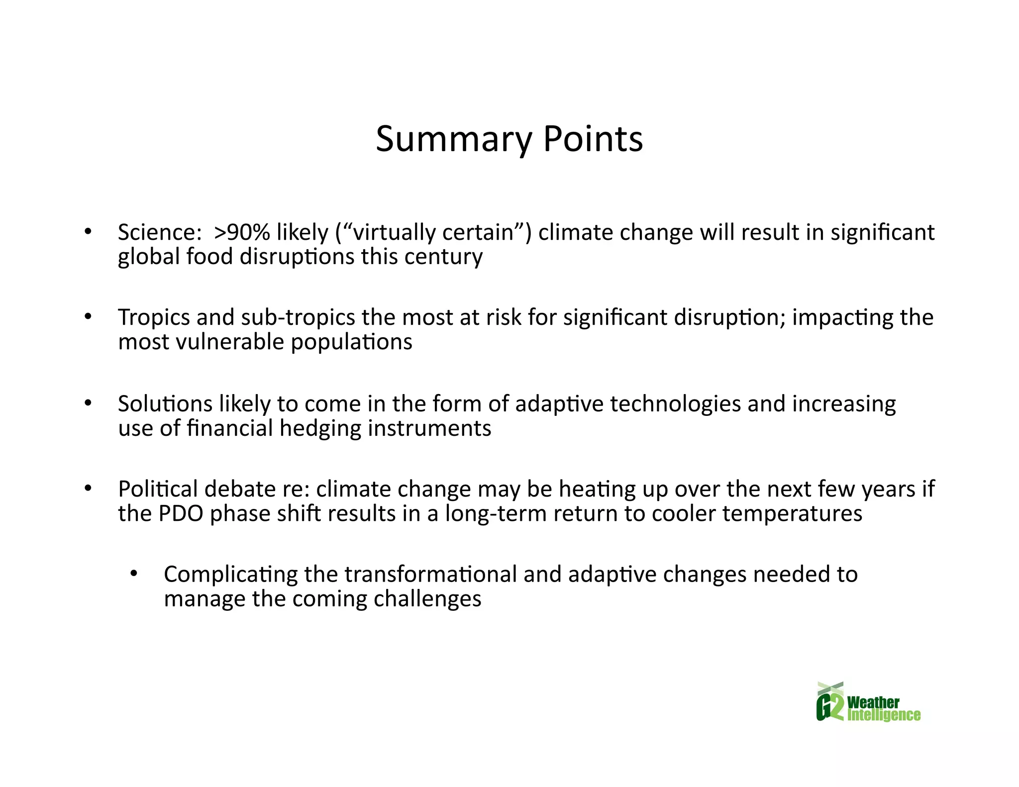 Climate Change and Future Food Insecurity