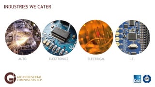 INDUSTRIES WE CATER
AUTO ELECTRONICS ELECTRICAL I.T.
 