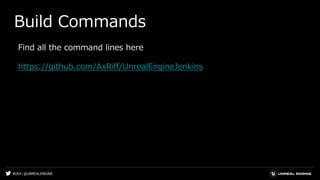 #UE4 | @UNREALENGINE
Build Commands
Find all the command lines here
https://github.com/AxRiff/UnrealEngineJenkins
 