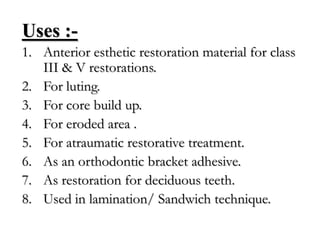 Glass ionomer cement indications discount