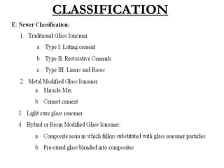 Glass ionomer cement classification discount