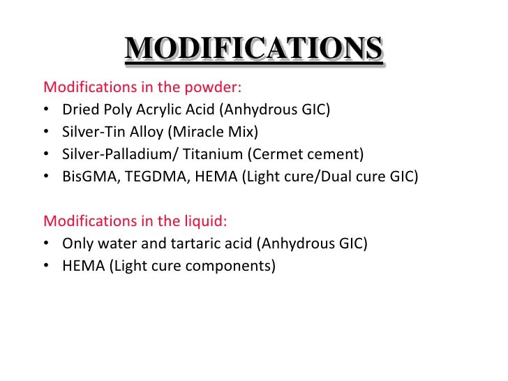 Glass Ionomer Cement (GIC) Science of Dental materials
