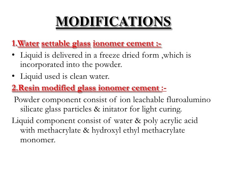 Glass Ionomer Cement (GIC) Science of Dental materials