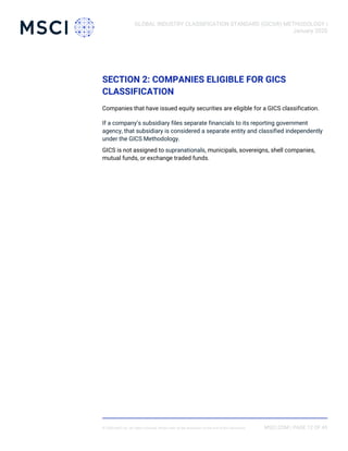 Complete Gics Chart GICS Methodology 2020 to 2024 december valid | PDF