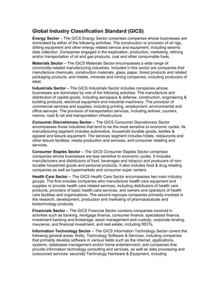 GICS Sector Definitions | PDF | Business | Business and Finance