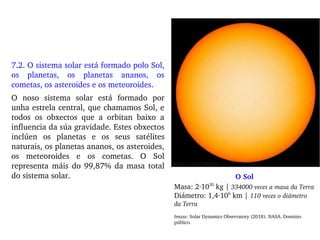 7.2. O sistema solar está formado polo Sol, 
os  planetas,  os  planetas  ananos,  os 
cometas, os asteroides e os meteoro...