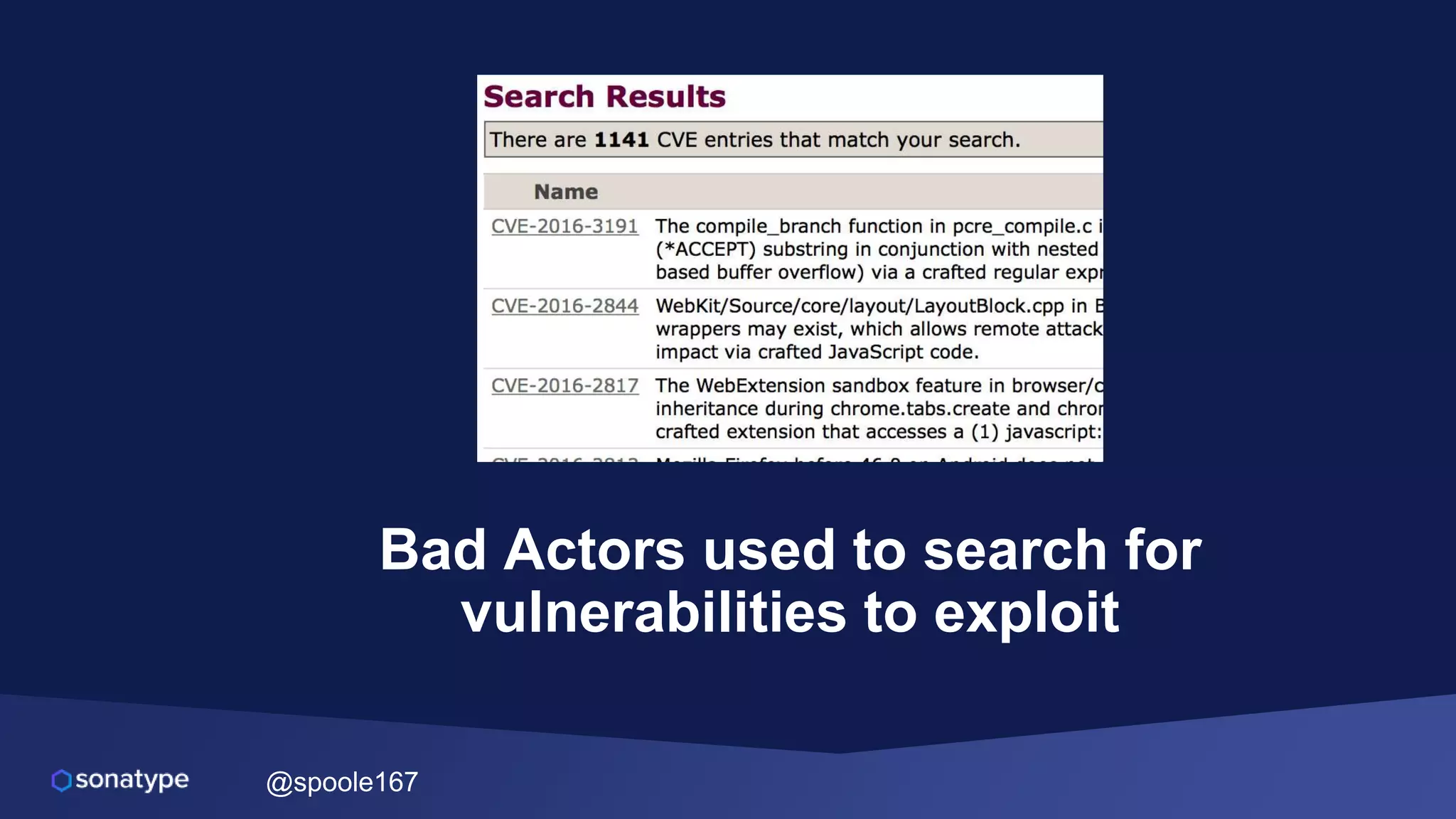 @spoole167
Bad Actors used to search for
vulnerabilities to exploit
 