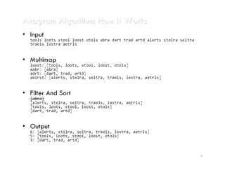 Anagram Algorithm: How It Works




                                  5
 