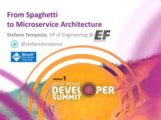 From Spaghetti
to Microservice Architecture
Stefano Tempesta, VP of Engineering @
@stefanotempesta
 